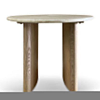 60cm Travertine Top Side Table - Crème Ash