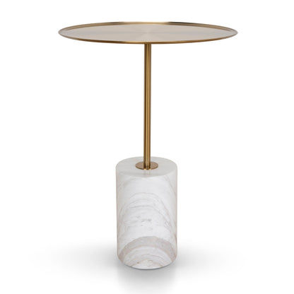 CST8794-NY 45cm Brushed Gold Side Table - Carrara Marble