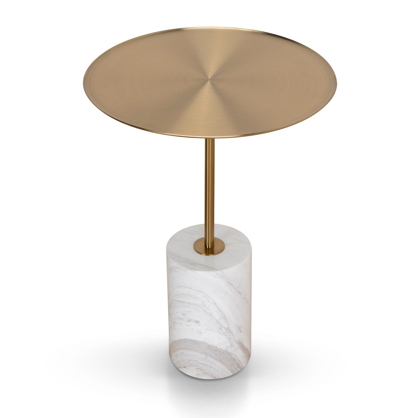 CST8794-NY 45cm Brushed Gold Side Table - Carrara Marble