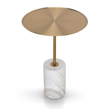 CST8794-NY 45cm Brushed Gold Side Table - Carrara Marble