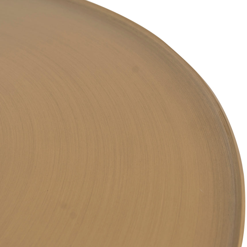 45cm Brushed Gold Side Table - Travertine
