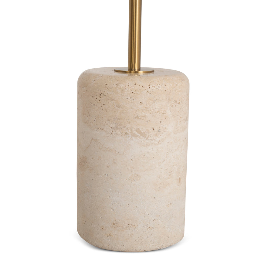 45cm Brushed Gold Side Table - Travertine