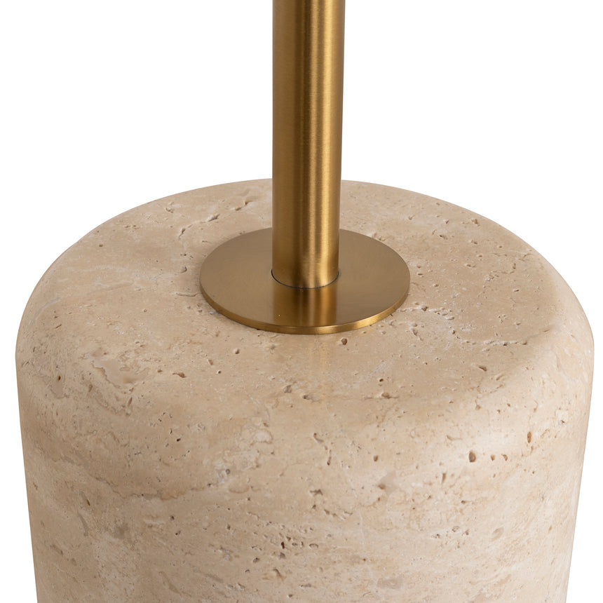 45cm Brushed Gold Side Table - Travertine