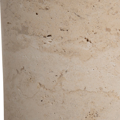 45cm Brushed Gold Side Table - Travertine