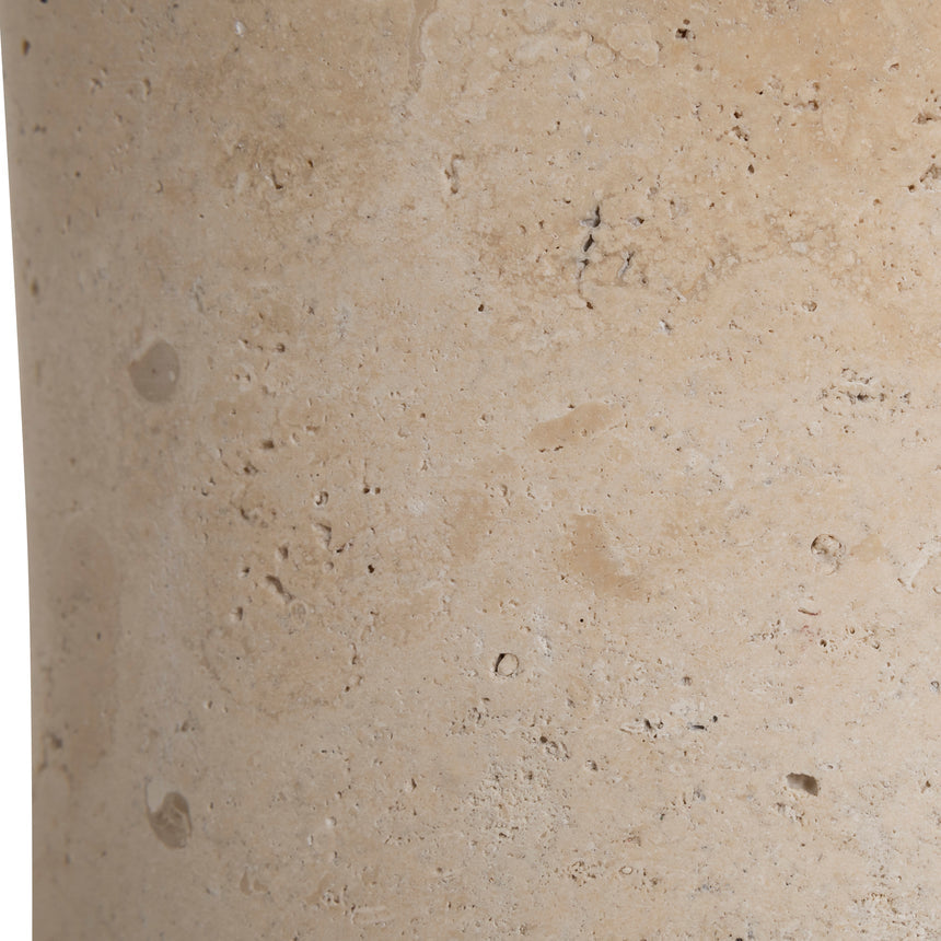 45cm Brushed Gold Side Table - Travertine
