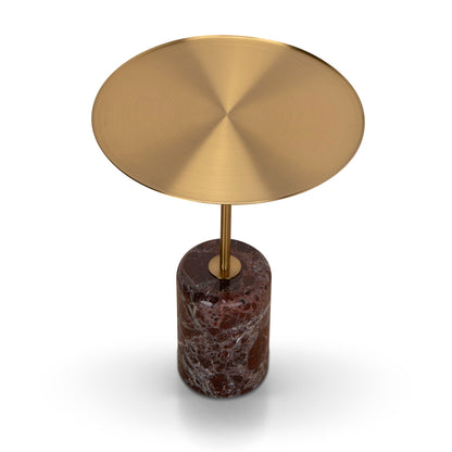 CST8797-NY 45cm Brushed Gold Side Table - Rosso Levanto Marble