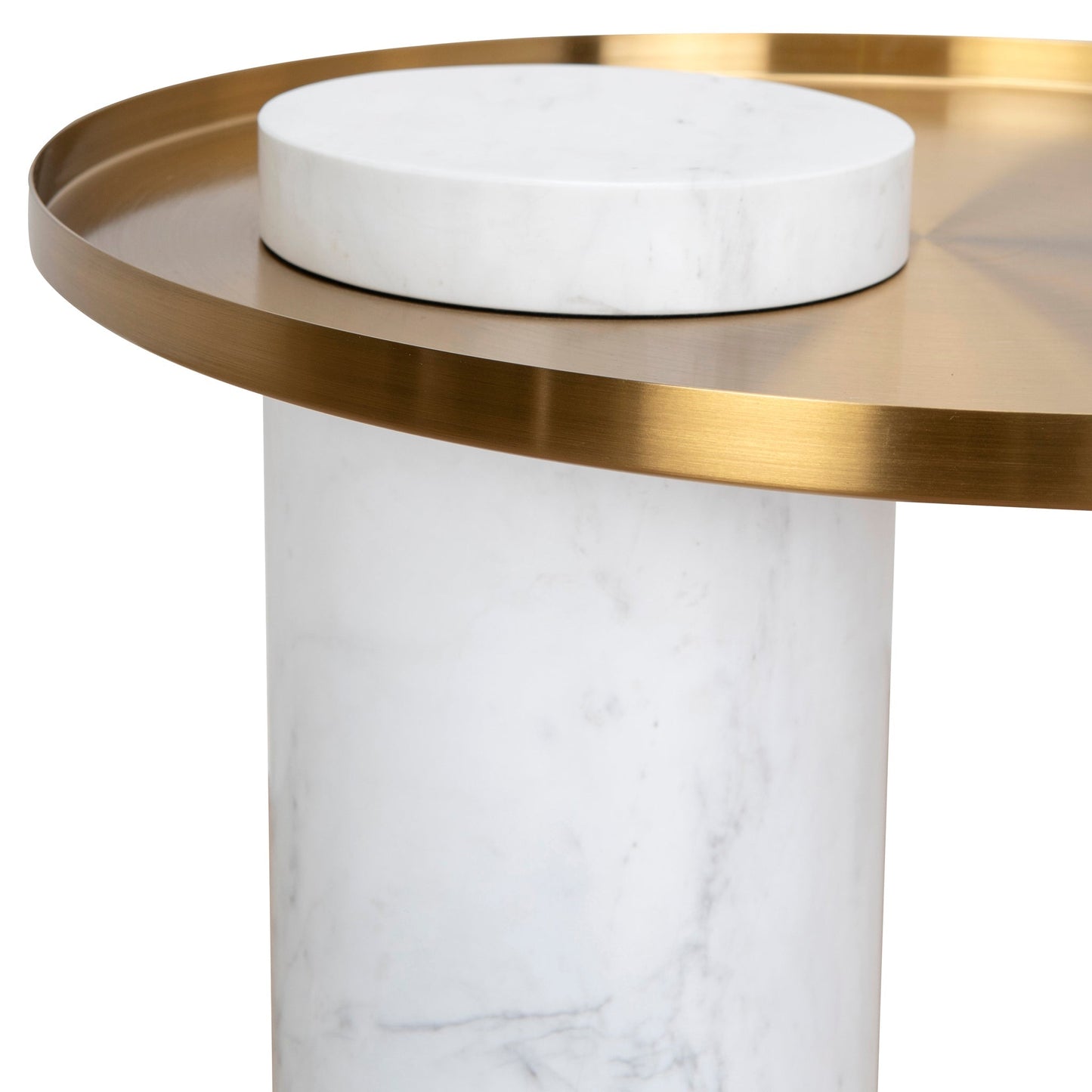 CST8801-NY 40cm Round Brushed Gold Side Table - Marble