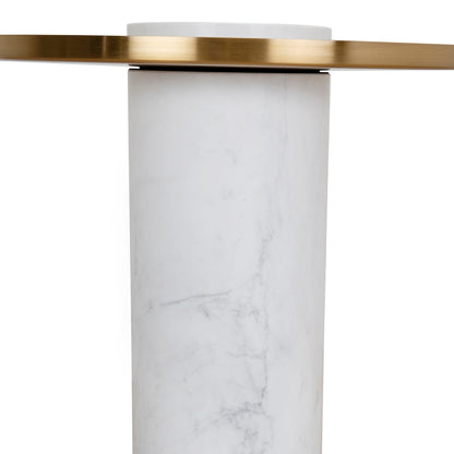 CST8801-NY 40cm Round Brushed Gold Side Table - Marble