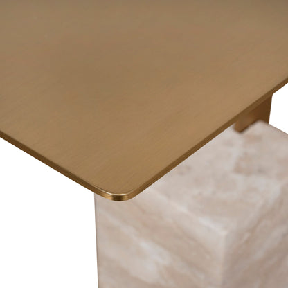 CST8802-NY 40 cm Brushed Gold Side Table - Natural