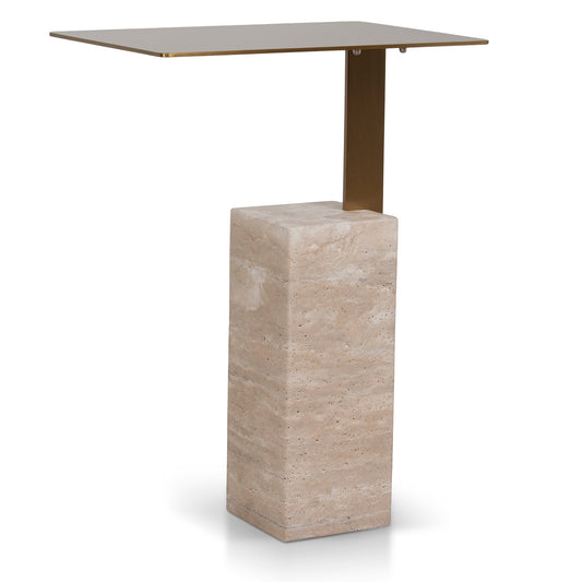 CST8802-NY 40 cm Brushed Gold Side Table - Natural
