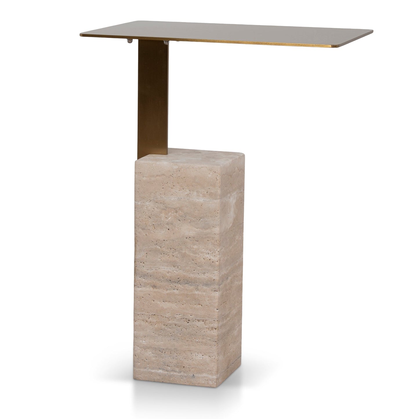 CST8802-NY 40 cm Brushed Gold Side Table - Natural