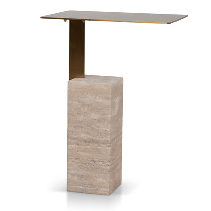 CST8802-NY 40 cm Brushed Gold Side Table - Natural