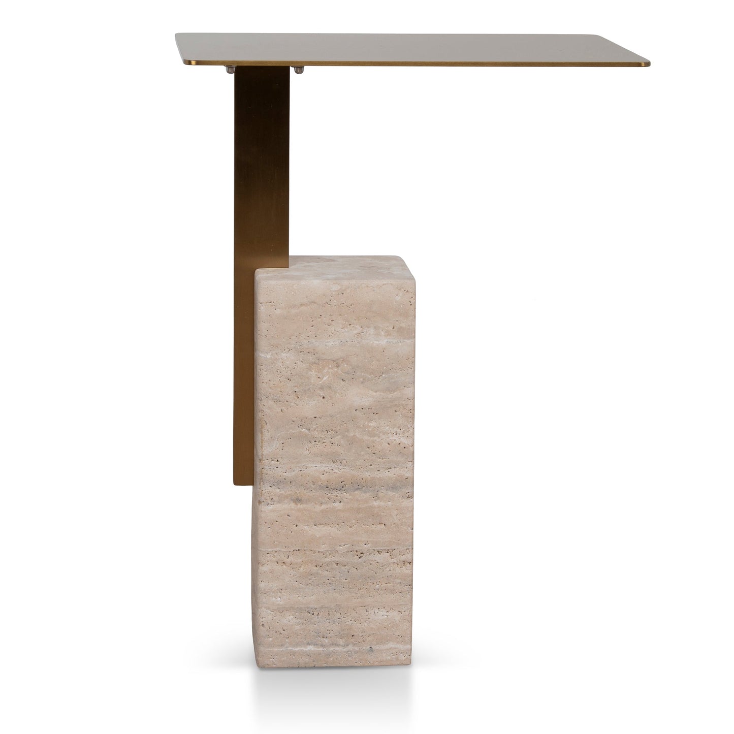 CST8802-NY 40 cm Brushed Gold Side Table - Natural