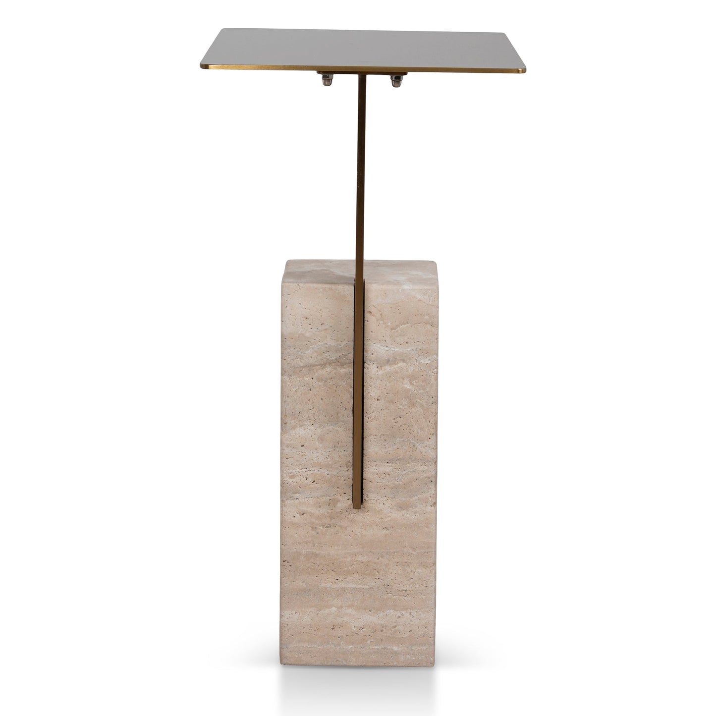 CST8802-NY 40 cm Brushed Gold Side Table - Natural