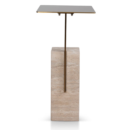 CST8802-NY 40 cm Brushed Gold Side Table - Natural