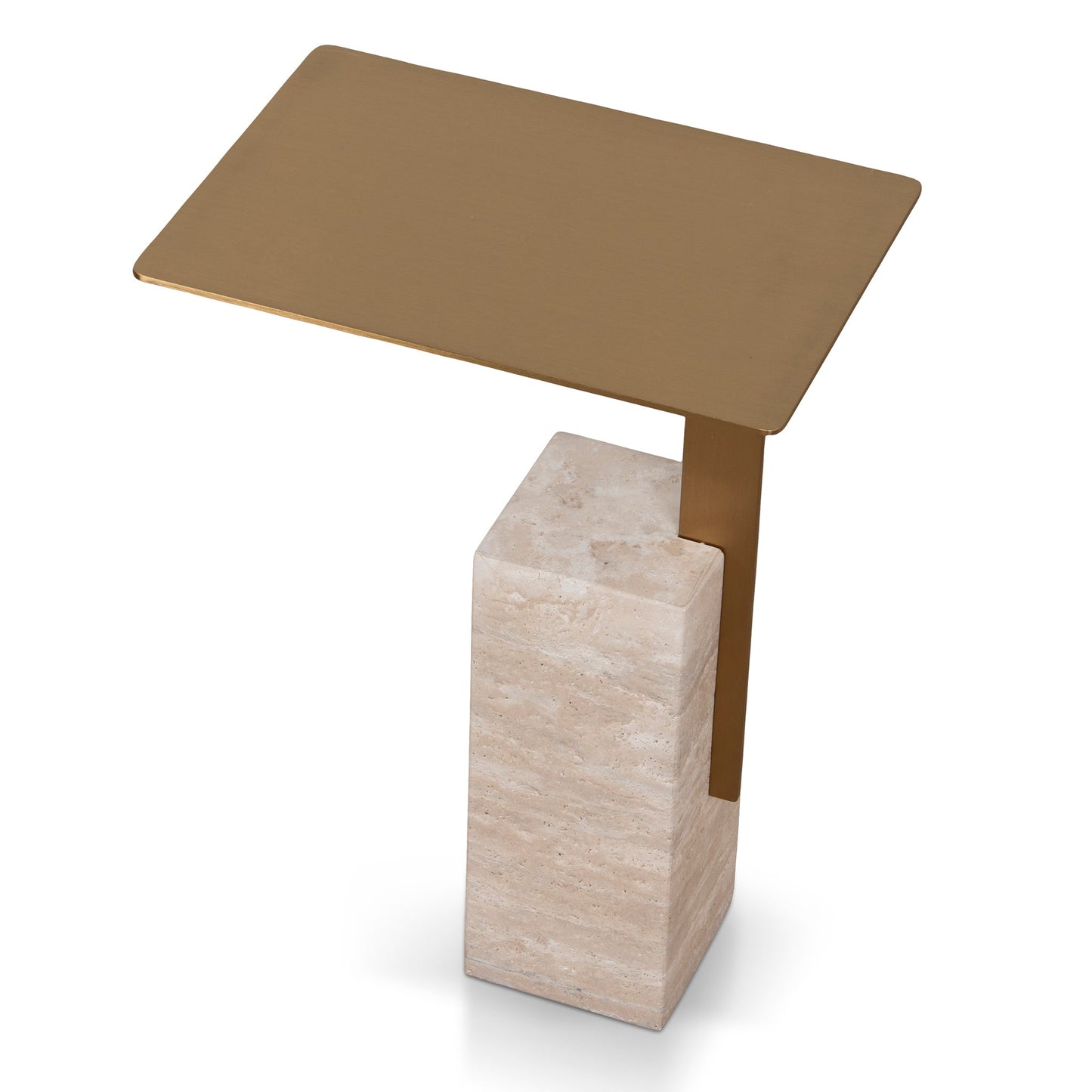CST8802-NY 40 cm Brushed Gold Side Table - Natural