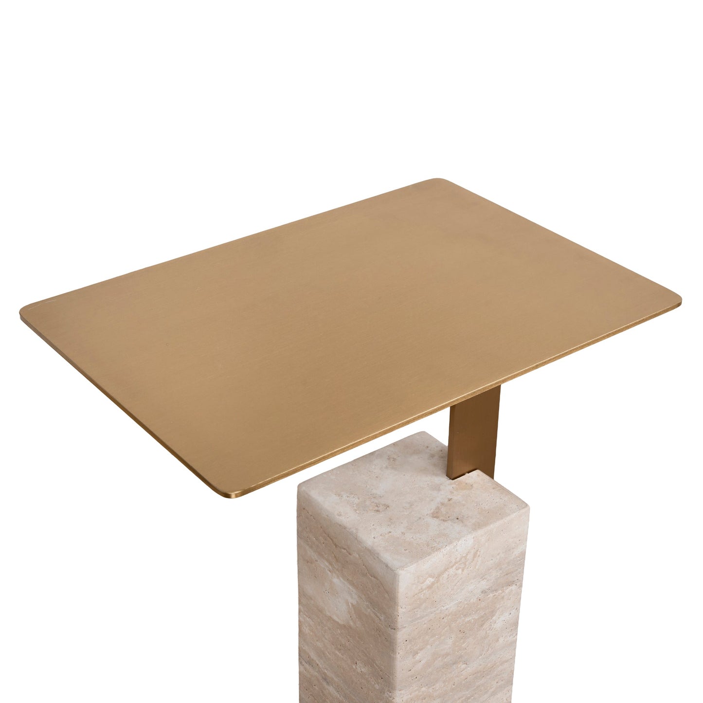 CST8802-NY 40 cm Brushed Gold Side Table - Natural