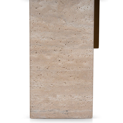 CST8802-NY 40 cm Brushed Gold Side Table - Natural