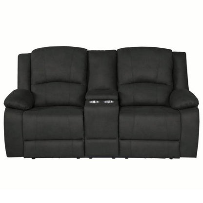 Presscot 2 Seater Rhino Fabric Recliner Electric Sofa - Jet