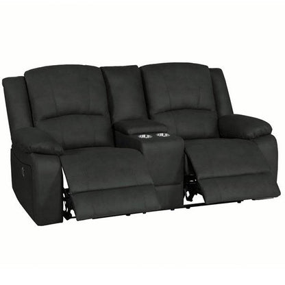 Presscot 2 Seater Rhino Fabric Recliner Electric Sofa - Jet