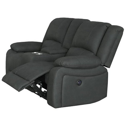 Presscot 2 Seater Rhino Fabric Recliner Electric Sofa - Jet