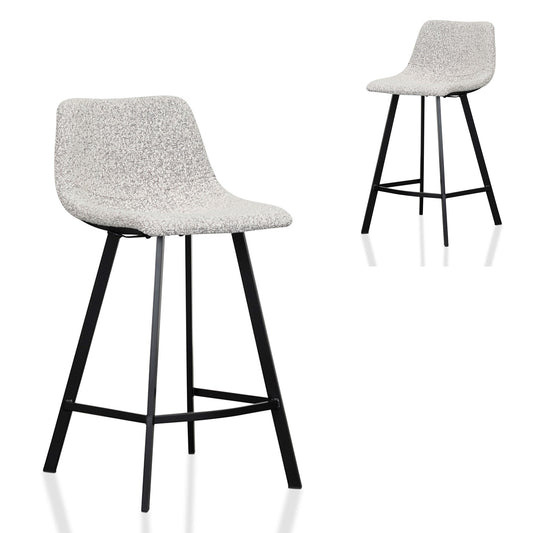 Set Of 2 - Duke 65cm Bar Stool - Moonlit Pepper Boucle