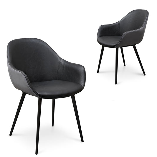 Ex Display - Cody Dining Chair - Antique Black and Charcoal Velvet