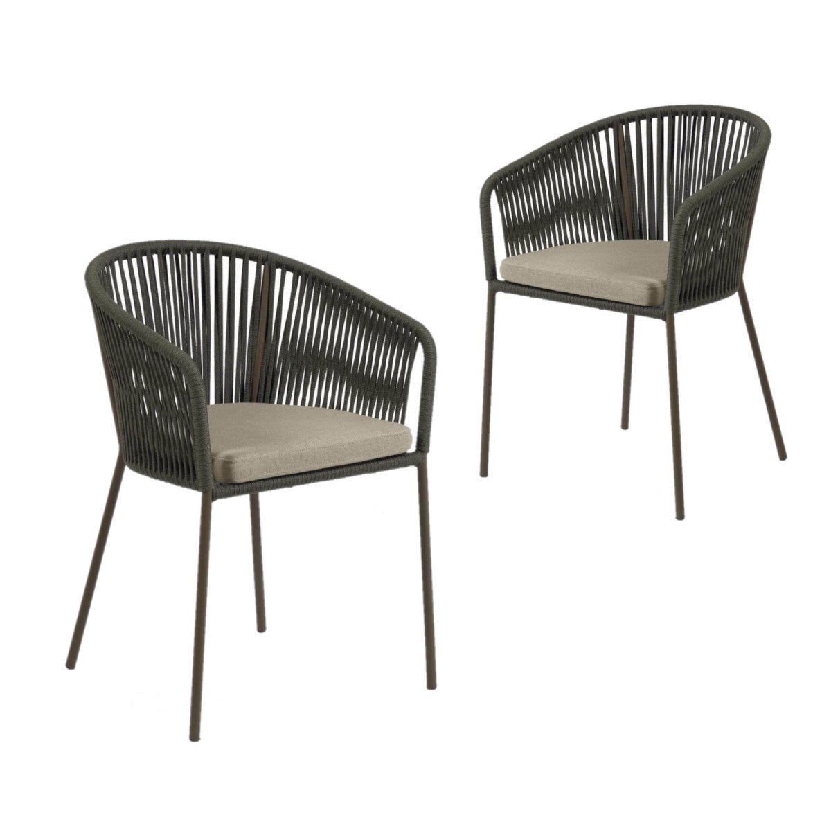 Set of 2 - Yanet Woven Dining Chair - Dark Green