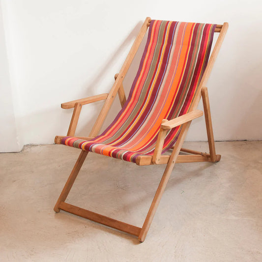 Deckchair w/Arms Teak Synthetic St Vincent Rouge