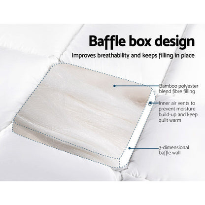 Giselle King Single Mattress Topper Bamboo Fibre Pillowtop Protector