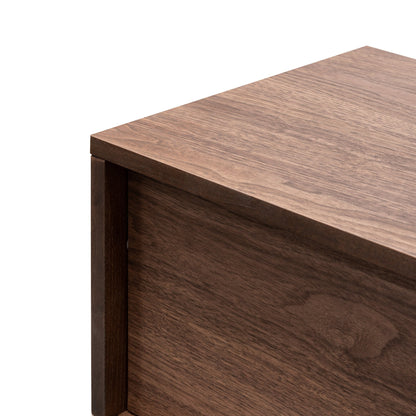 2.1m Walnut Wooden TV Entertainment Unit - Black Legs