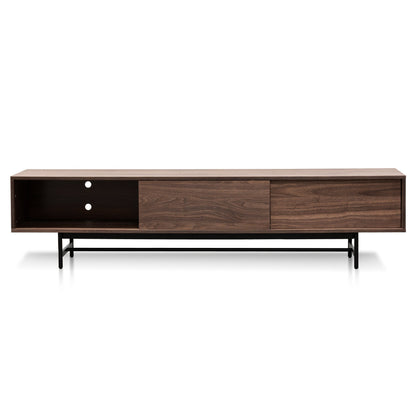 2.1m Walnut Wooden TV Entertainment Unit - Black Legs