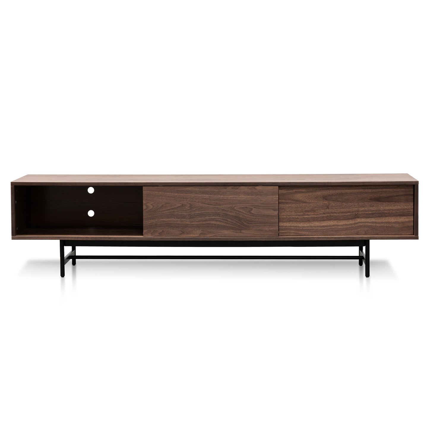CTV6051-KD 2.1m Walnut Wooden TV Entertainment Unit - Black legs
