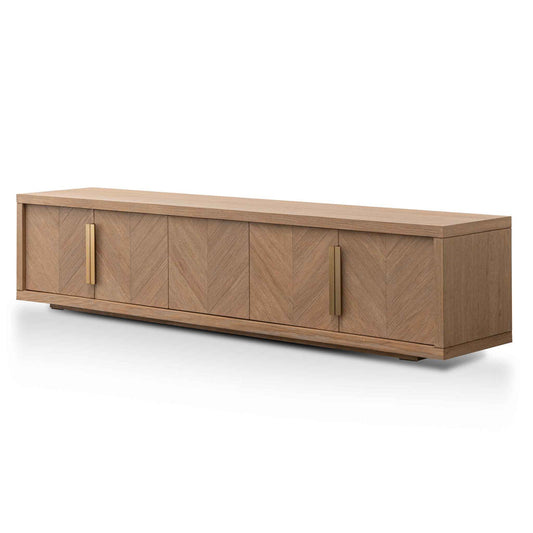 2.23m Entertainment TV Unit - Dusty Oak with Gold Handle
