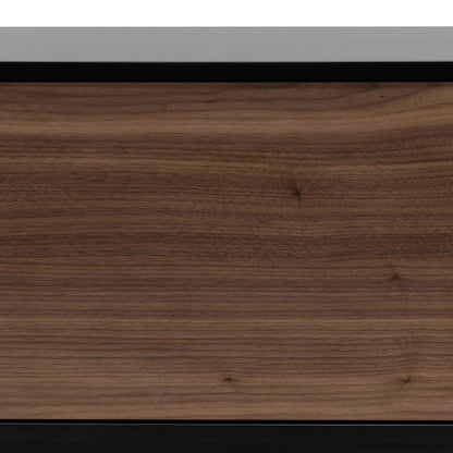 2.3m Wooden Entertainment Unit - Black with Walnut Drawers