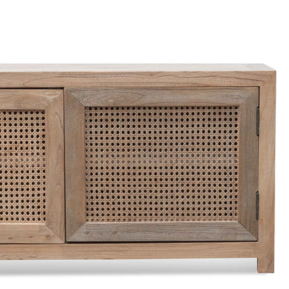 2m TV Entertainment Unit - Natural with Rattan Doors