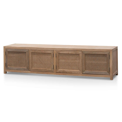 2m TV Entertainment Unit - Natural with Rattan Doors