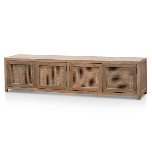 2m TV Entertainment Unit - Natural with Rattan Doors