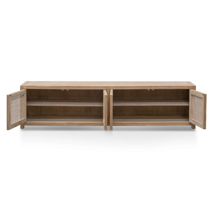 2m TV Entertainment Unit - Natural with Rattan Doors
