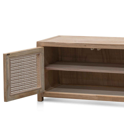 TV Entertainment Unit - Natural with Rattan Doors