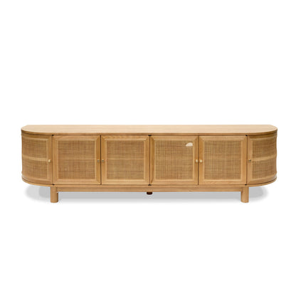 2.2cm Rattan Doors TV Entertainment unit - Natural Oak