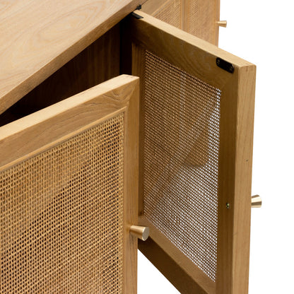 2.2cm Rattan Doors TV Entertainment unit - Natural Oak