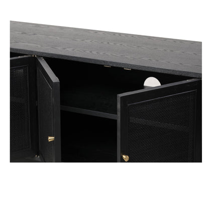 2.2m Rattan Doors TV Entertainment Unit - Full Black