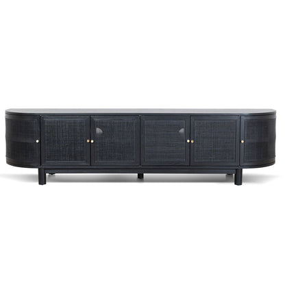 CTV8290-NI 2.2m Rattan Doors TV Entertainment unit - Full Black