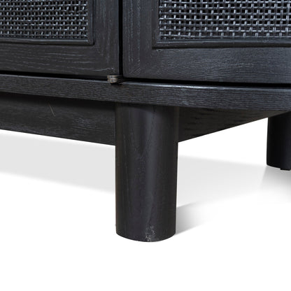 CTV8290-NI 2.2m Rattan Doors TV Entertainment unit - Full Black