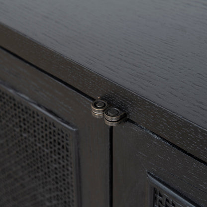 CTV8290-NI 2.2m Rattan Doors TV Entertainment unit - Full Black