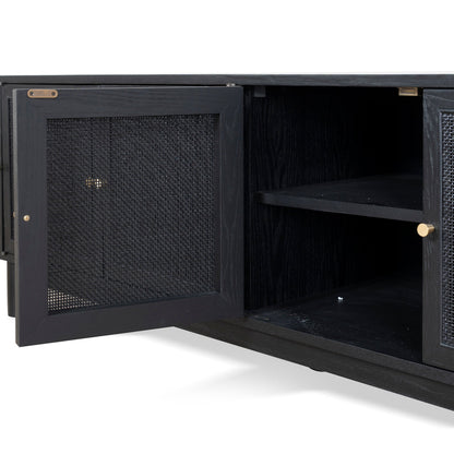 CTV8290-NI 2.2m Rattan Doors TV Entertainment unit - Full Black