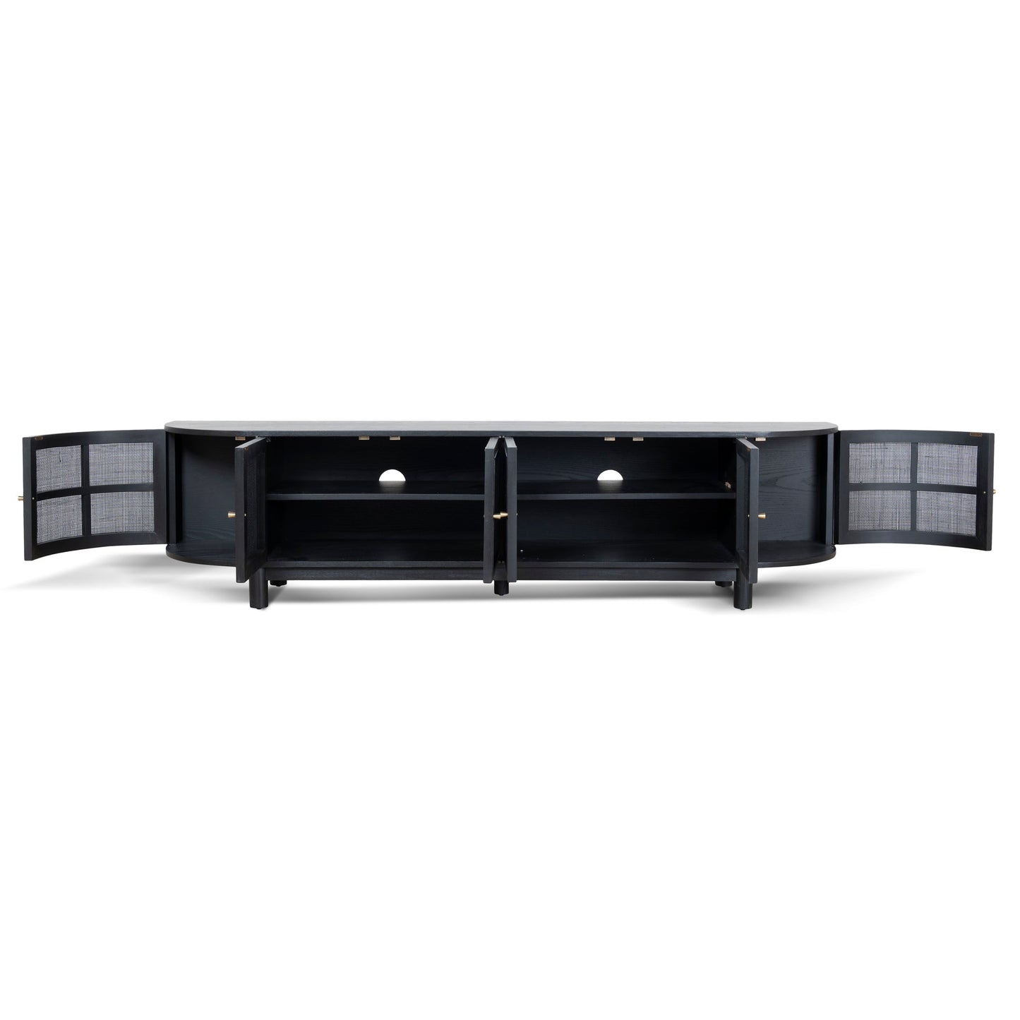 CTV8290-NI 2.2m Rattan Doors TV Entertainment unit - Full Black