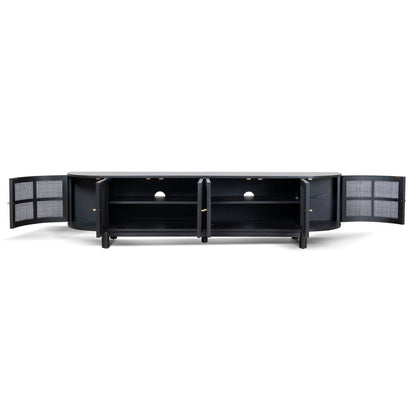 CTV8290-NI 2.2m Rattan Doors TV Entertainment unit - Full Black