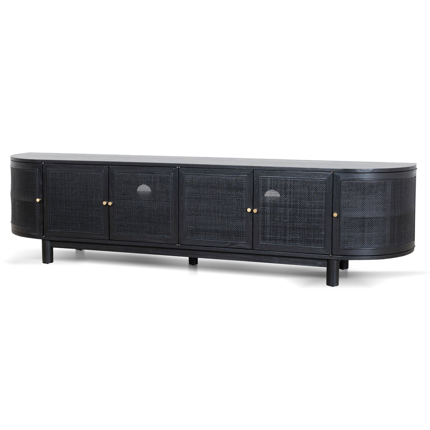 CTV8290-NI 2.2m Rattan Doors TV Entertainment unit - Full Black